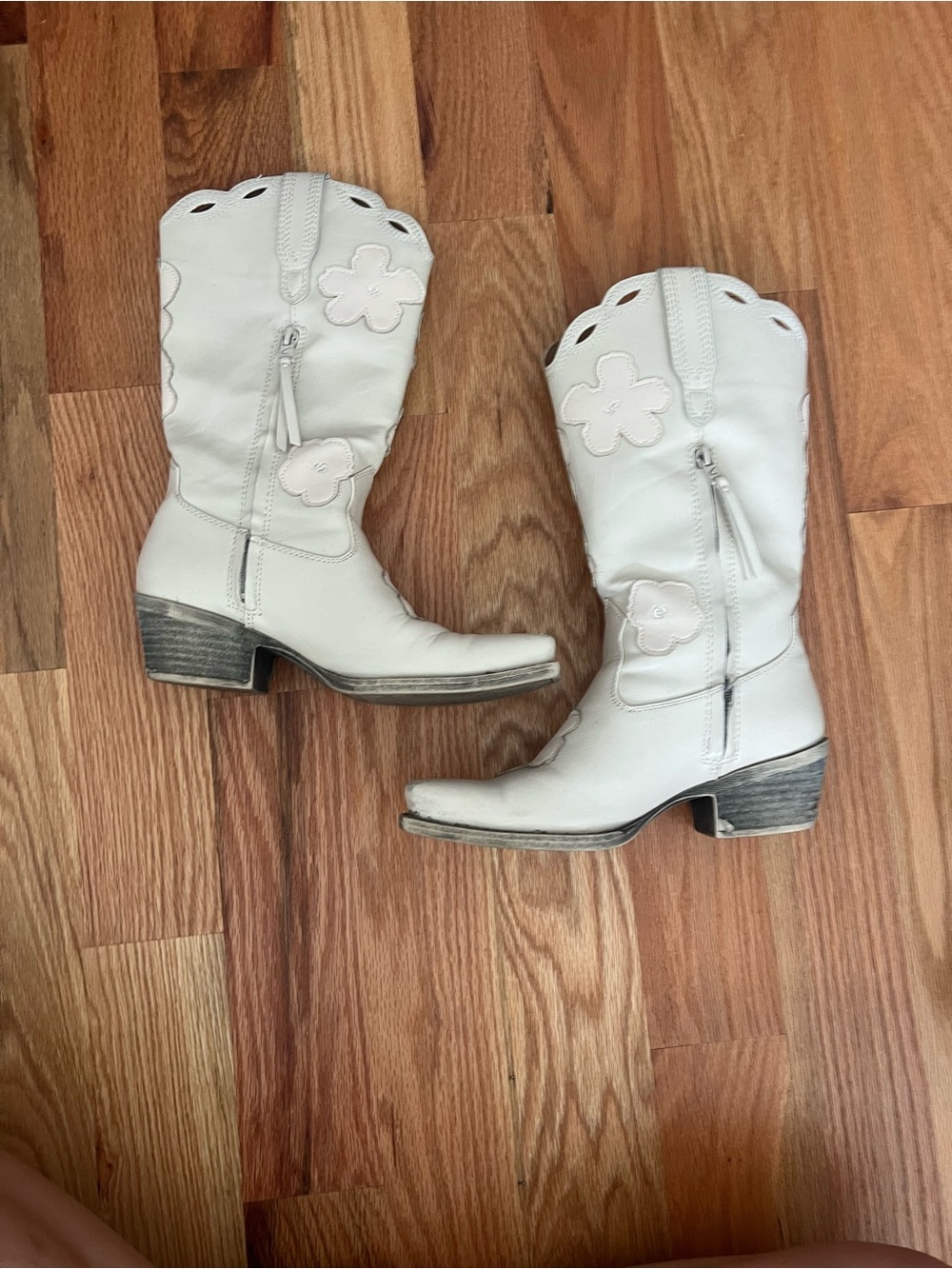 Sam Edleman Cream Western Floral Mid-Calf Boots